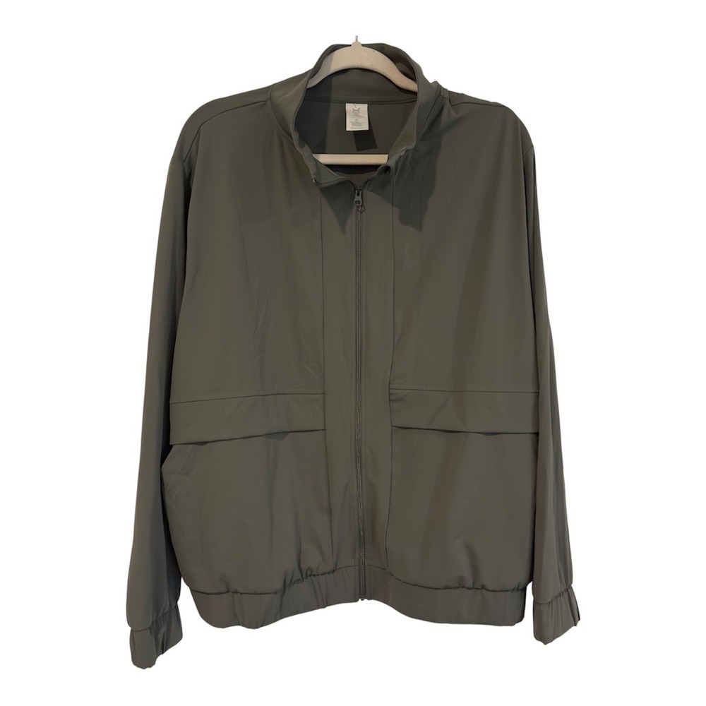 Member's Mark Womens Travel Jacket Olive‎ Green Full Zip Windbreaker XL